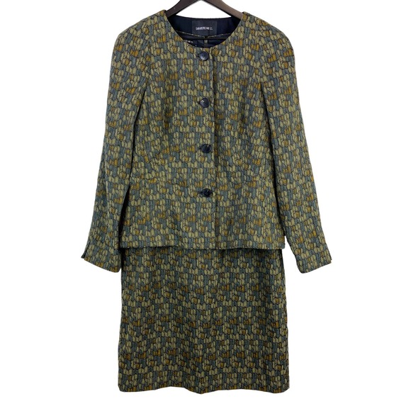 Lafayette 148 (10) Sheath Knee Length Dress Jacket 2 Piece Set Bundle Green - Picture 1 of 12